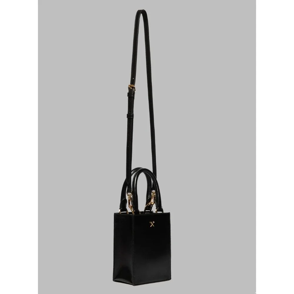 G/FORE Metal Tees Box Calf Leather Mini Tote Black Pink Crossbody Bag NWT Golf